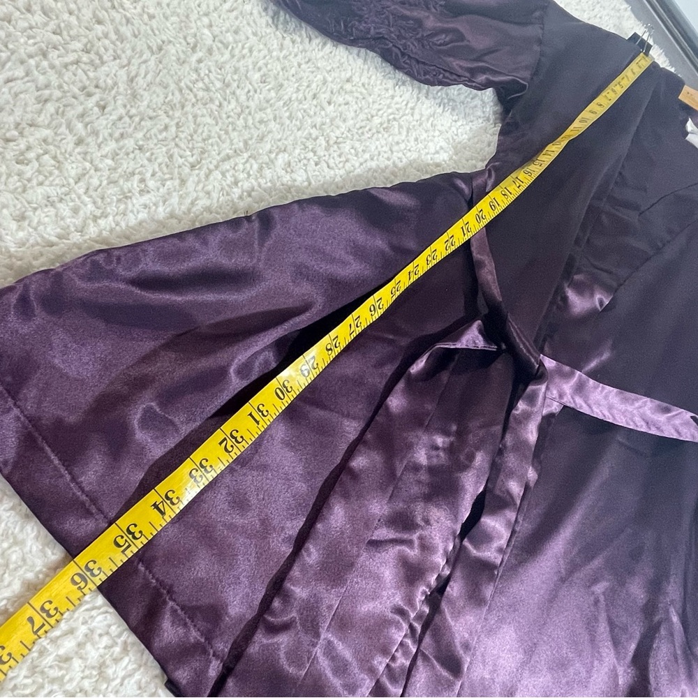 Dentelle Vintage Plum Satin & Velvet Robe + Matching Nightgown Set Romantic Luxe - Picture 8 of 13